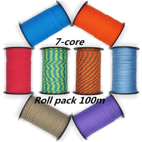100M 550 Military Standard 7-Core Paracord Rope 4mm Outdoor Parachute Cord Survival Umbrella Tent Lanyard Strap