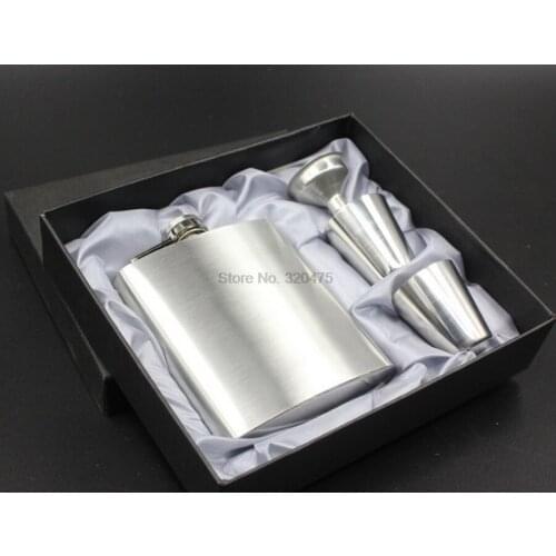 By dhl 50set practical 7oz Luxury Stainless Steel Hip Flask Personalized Whiskey Flask Drink Mug with a Box