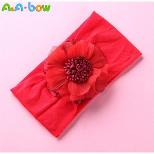 1 pcs 2019 New Style Baby Single Floral nylon Headband Elastic Cute Soft Turban Hairband Baby Girls Head Wrap Warmer Headwear