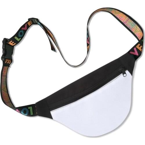 3pcs Sublimation DIY Blank White Oxford Fanny Packs Heat Transfer Printing Zipper Waist Bag