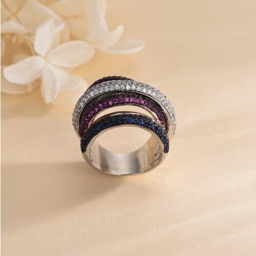 European and American luxury geometric texture stackable ring womens wedding zircon engagement Dubai gold wedding ring gift