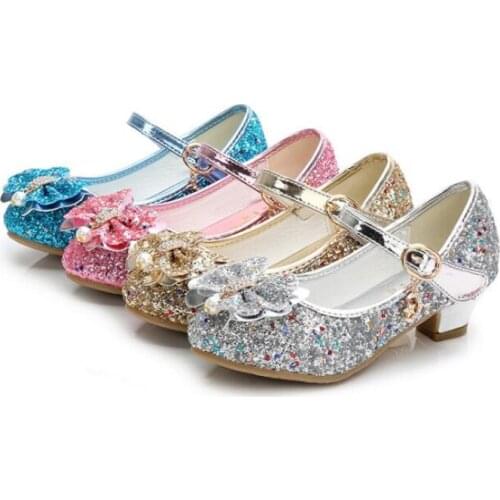 Girls Crystal Dance Shoes Fashion High Heels kids Performance Shoes Princess New Teenage Girl Heeled Pumps