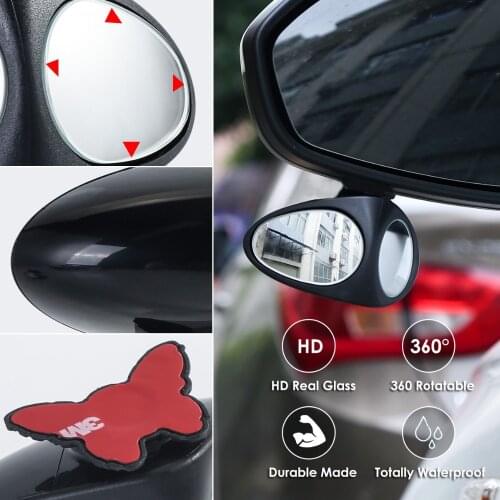 2pcs/lot Car Blind Spot Double Rear View Mirror 360 Rotation Wide Angle Adjustable HD Convex Front Rear Wheel Safety Park