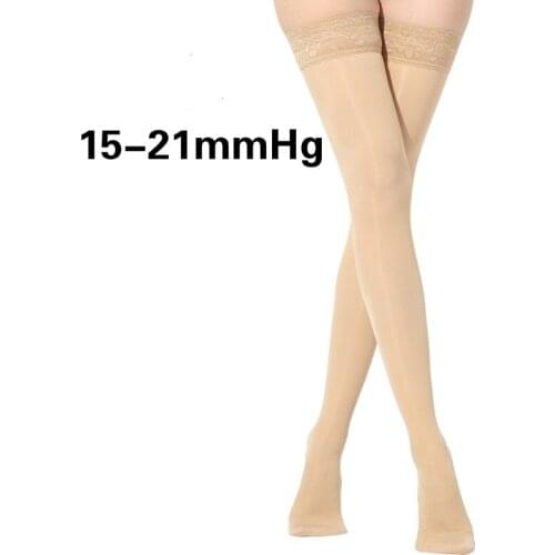 Women Medical Pressure Stockings Supplies 15-21mmHg Class Long Tube Summer Elastic Decompression Compression Silk Tight Black