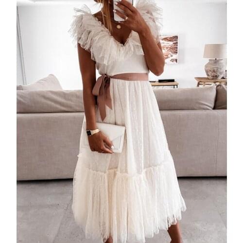 Elegant Retro Floral Print Sling Party Dress 2021 Sexy V Neck Ruffle Slim Waist Long Dress Summer Fashion Sleeveless Women Dress