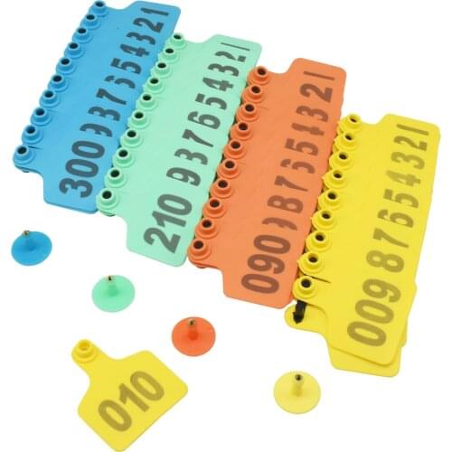 Farm Animal Cattle Ear No. 001-100 Digital Identification Card Label Signage Cow Ear Tag Copper Head Earrings Equipment 100 Pcs