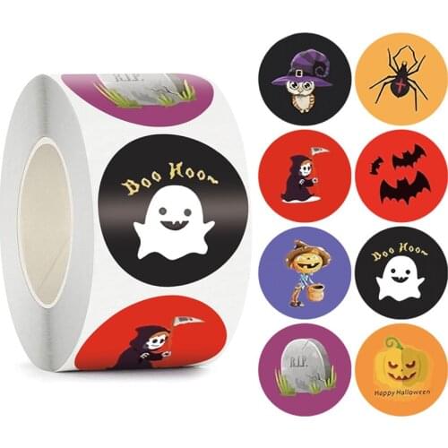 1/1.5 Inch Happy Halloween Child Toys Holiday Decor Stickers Family Party Gift Sticker Invitation Letter Envelope Sealing Label