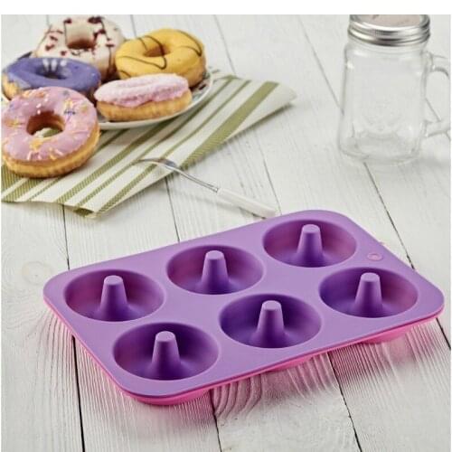 1Pc Silicone Donut Mold Baking Pan DIY Doughnuts Mould Maker Non-stick Silicone Cake Mold for Donuts Bagels Pastry Baking Tools