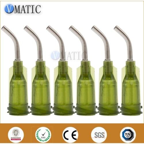 High Quality 100Pcs 14G Olive 0.5'' Tube 45 Degree Bend Bent Dispensing Needle Tips Blunt End Stainless Steel Needles 1/2 Inch
