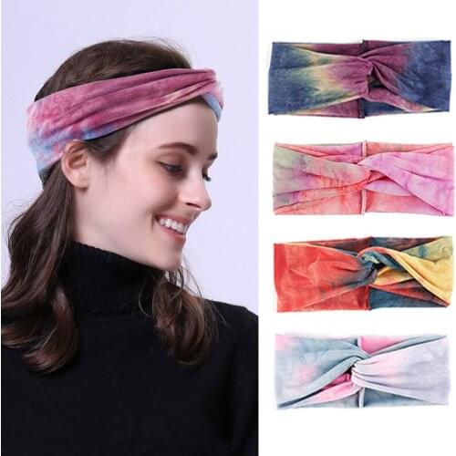 2020 Cotton Headband for Women Folding Sports Hairband Breathable Comfortable Elastic Yoga Hair Band Printing Turban