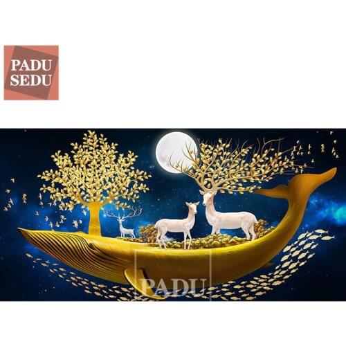 3D Diamond Painting Animal Deer Cross Stitch 5D DIY Full Square Diamond Mosaic Embroidery Beads Pictures Vintage Home Decor Room