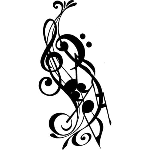 9.9*20.3CM Cartoon Flowers And Notes Of Car Stickers Covering The Body Reflective Vinyl Decals Black/Silver C7-1107