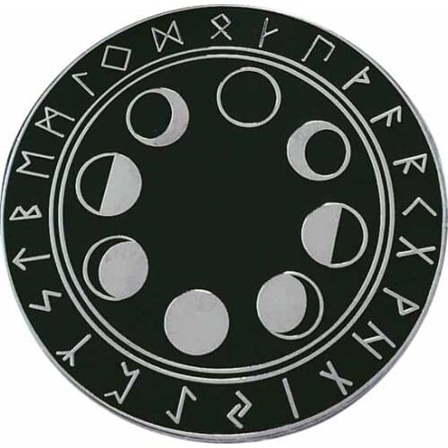 Altar Tarot pin,Norse runes / Pagan shrine ,Vegvisir and Moon phases gift