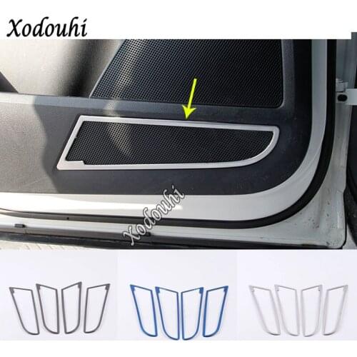 Car Sticker Cover Detector Door Inside Down Audio Speak Sound Ring Circle Trim Parts 4pcs For Skoda Kodiaq 2017 2018 2019 2020