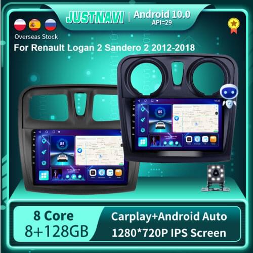 Android 10.0 Car Radio Multimedia Video Player For Renault Logan 2 Sandero 2 2012-2018 GPS Serero Carplay 6G 128G No 2 din DVD
