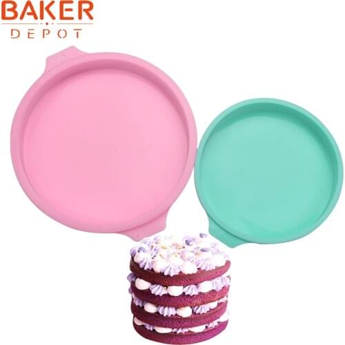 BAKER DEPOT Silicone Mold for Cake pastry baking round pudding bread rainbow cake mould pizza pan cake decoration DIY birthday