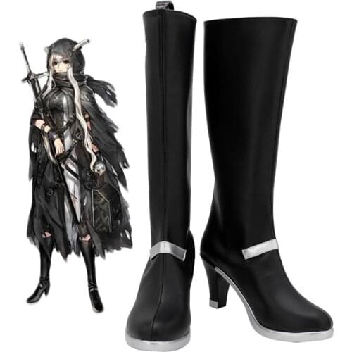 Arknights Shining Cosplay Boots Black High Heel Shoes Custom Made
