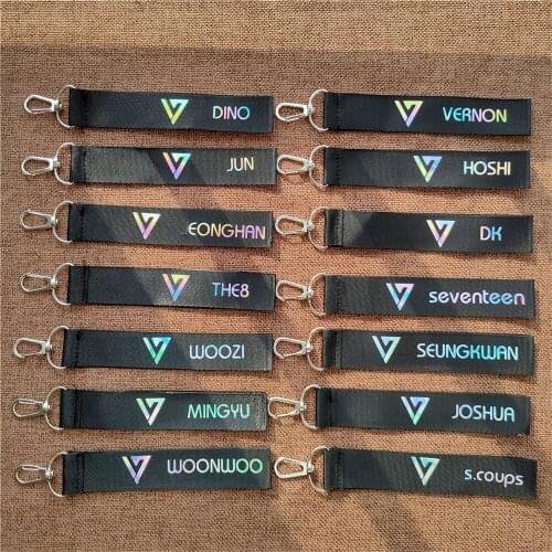 KPOP SEVENTEEN 17 Keychian Mobile Phone Rope Name Article Key Ring Chain Pendant Carat Accessories An Ode Wholesale chain bag