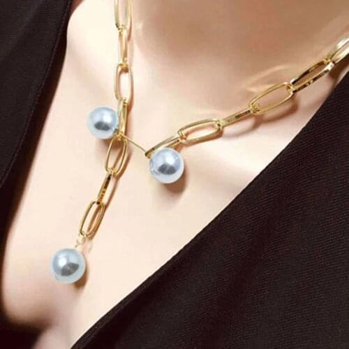 Unique Gold Silver Color Metal Chain Necklaces for Women Bohemian Adjustable Ball Statement Necklace Night Club Party Jewelry