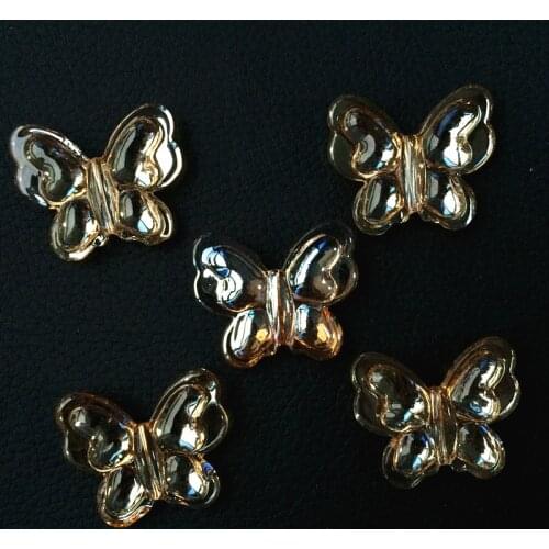 Champagne 28*35mm 40pcs Crystal Loose Beads Diy Accessories Beads Glass Artificial Glass Butterfly With Hole For Curtains Parts