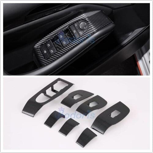 For Mazda 3 M3 Axela 2020 Interior Carbon Fiber Color Window Glass Switch Button Cover Armrest Panel Car Styling Accessories