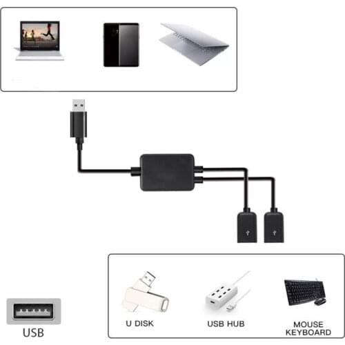 USB 2.0 Dual Ports Hub Cable Bus power For Laptop Macbook Notebook PC & Mouse & Flash Disk