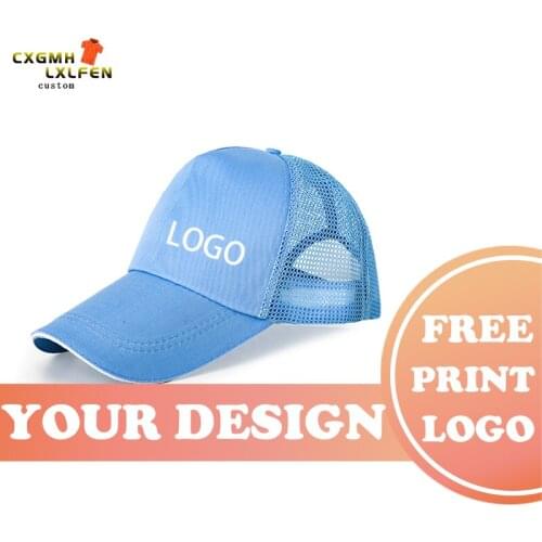 Summer leisure sports baseball cap unisex custom logo fashion breathable baseball cap solid color mesh cap printing brand text