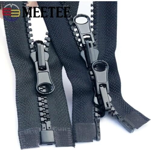Meetee 2pcs 60-100cm 5# Resin Double-sided Spin Slider Zipper Open-end Reversible Puller Zip for Down Jacket DIY Tent Zips ZA217