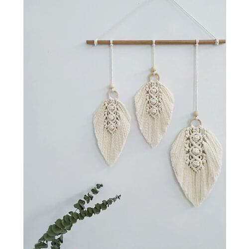 Fashion Nordic Wind Tapestry DIY Hand-woven Cotton Rope Boho Wall Decoration Feather Decoration Macrame Tapestry Wall Hanging