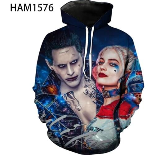 Joker mens Hoodie 2021Summer New Comics 3D Printing Hip Hop Funny Teenage Girls Street Trend Fashion Pullover