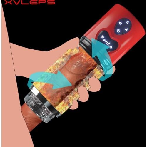 Xvleps Automatic Telescopic Rotation Male Masturbator modes Silicone vagina real pussy adult masturbation Cup sex toys for men