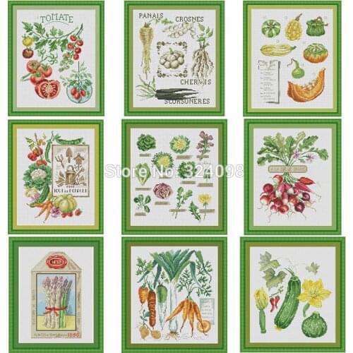 Vegetable series patterns Counted Cross Stitch 11CT 14CT 18CT DIY wholesale Chinese Cross Stitch Kit Embroidery Needlework Sets