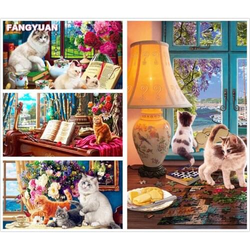 Full Drill Diamond Painting Cats Diamond Embroidery Animals Picture of Rhinestone Cross Stitch Kits Mosaic Art Home Decor Gift