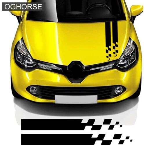 Racing Sport Car Hood Sticker Trunk Bonnet Vinyl Graphics Decal For Renault Clio RS Campus Megane 2 3 Twingo Sandero Accessories