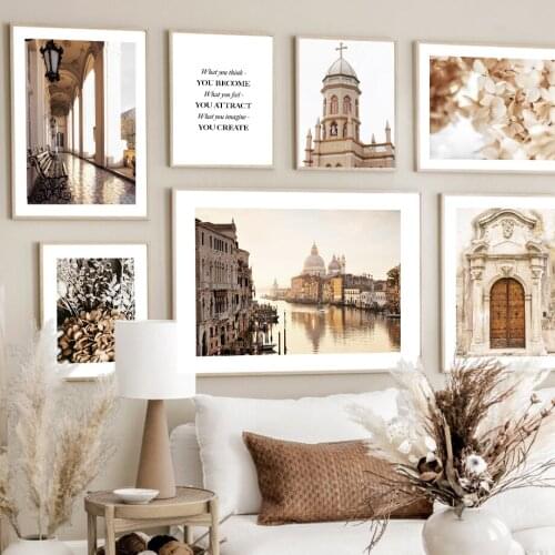 Santorini Lake Church Gate Abstract Line Face Nordic Posters And Prints Wall Art Canvas Painting Wall Pictures For Living Room