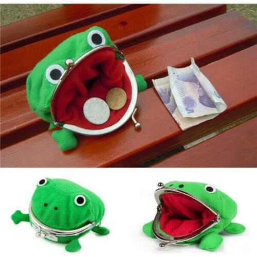2019 Newest Hot Frog Shape Cosplay Green Animal Portable Funny Coin Purse Wallet Soft Furry Plush Purse Gift