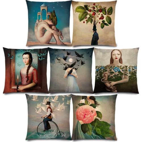 New Elegant Lady Beautiful Girl Shakespeare Style Oil Painting Moon Music Fairytale Flower Bird Cushion Cover Pillow Case