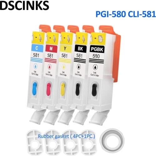 PGI-580 CLI-581 Refillable Ink Cartridge for Canon Pixma TR7550 TR8550 TS6150 TS6151 TS6350 TS705 TS6250 TS9550 5color or 6color