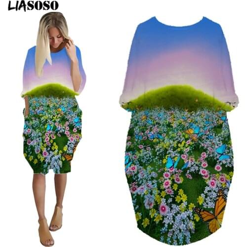 LIASOSO Over the Knee Dress Casual butterfly Tie Set Harajuku Natural Outstanding Womens Clothing Girls Long Sleeve Dress