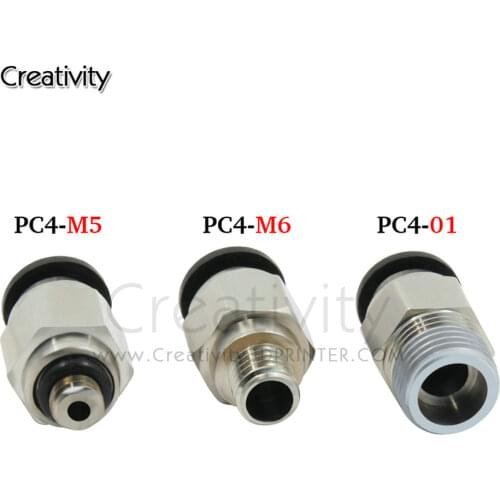 3D Printer Pneumatic Fittings PC4-01 PC4-M5 PC4-M6 Bore 4mm For 4mm PTFE Tube Connector Coupler quick Pneumatic Connector