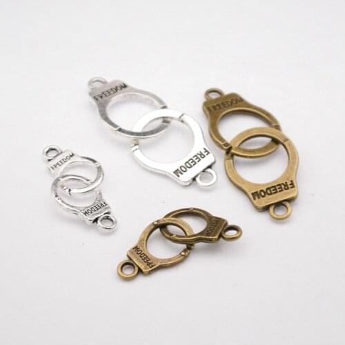 20Pcs Metal Punk Fashion Style Handcuffs Pendant Charms For DIY Making Necklace Bracelet Jewelry Accessories Supplies
