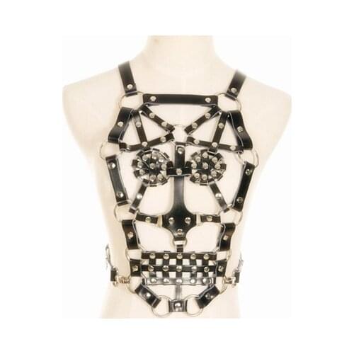 HARNESS,women and men European and American popular nightclub with exaggerated hyperbole clavicle chain leather waist straps