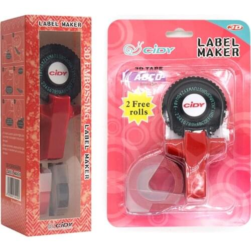 Red Cidy C101 Manual Label Makers for 9mm 3D Embossing Plastic Label Tapes Mini Handhold Typewriter Replacement of Motex E101
