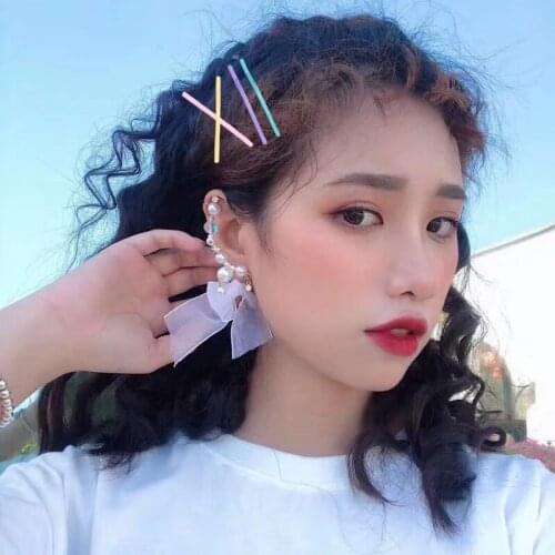 New Korean Elegant Simulated Pearl Clip Earrings Sweet White Lace Bowknot Pendientes For Women Girls Statement Jewelry 5C3006