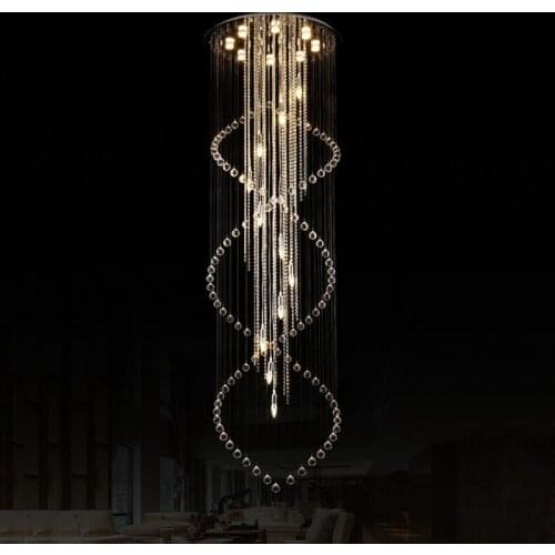 Modern LED Crystal Chandelier Double Spiral Superdense K9 Chandelier Crystal Stair Lamp Hotel Villa Crystal lighting