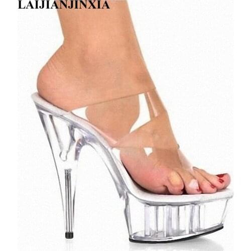 LAIJIANJINXIA 15 CM High Heels Slippers Club Night Shoes Sexy Pole Dancing Shoes Platform Womens Shoes Dance Shoes K-154