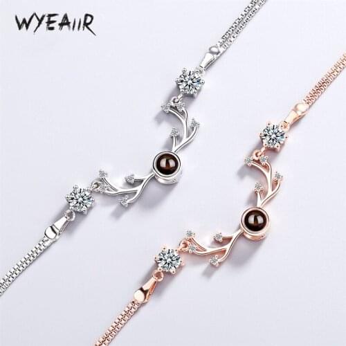 WYEAIIR 100 Languages I Love You Visible Antlers 925 Sterling Silver Female Resizable Bracelets