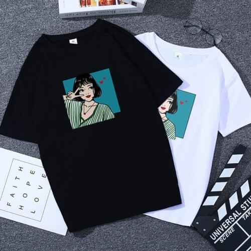 Women tops summer t shirt 2020 woman t-shirts o-neckla casa de pape short sleeve clothes for girl tees black white shirts print