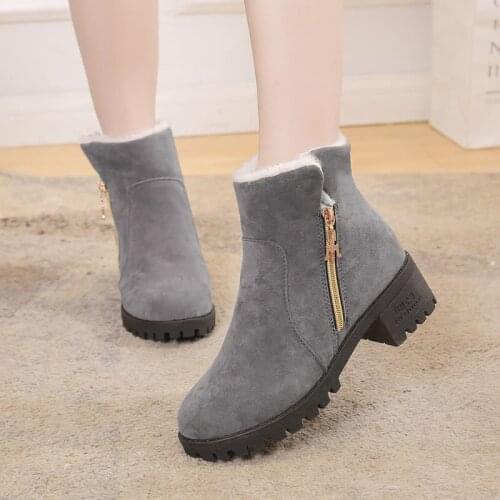 Women Winter Fur Warm Snow Boots Ladies Warm Wool booties Ankle Boot Comfortable Shoes Casual Zip Women Boots Botas Mujer