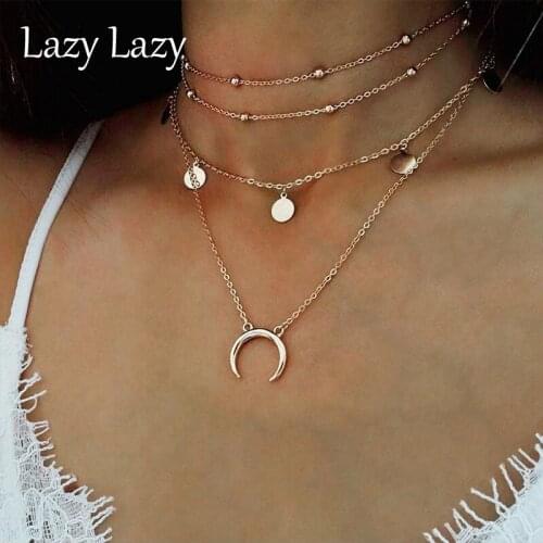 Boho Vintage Star Moon Necklace Set For Women Fashion Gold Necklace Multilayer Layers Pendant Long Necklaces Jewelry Gift